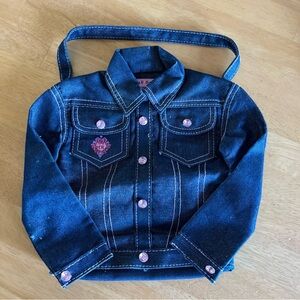 Denim Pop Star Backpack with Pink Accents